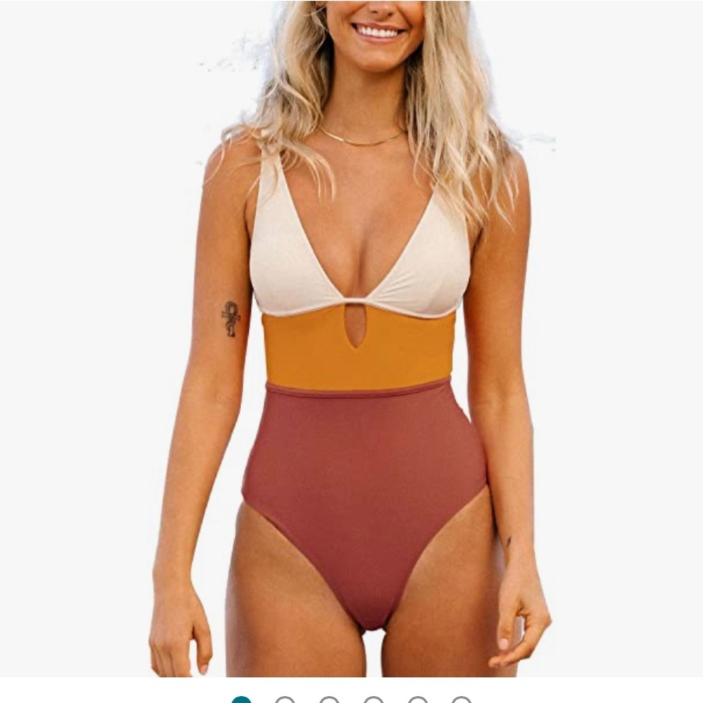 CUPSHE NWT Women’s One Piece Swimsuit Colorblock Large